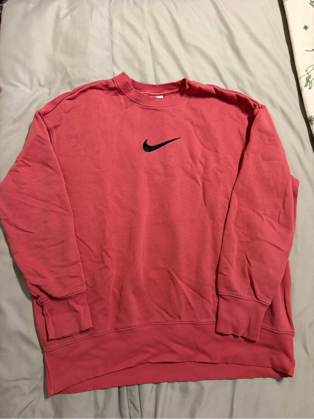 Nike Coral Crewneck Sweatshirt with Black Swoosh